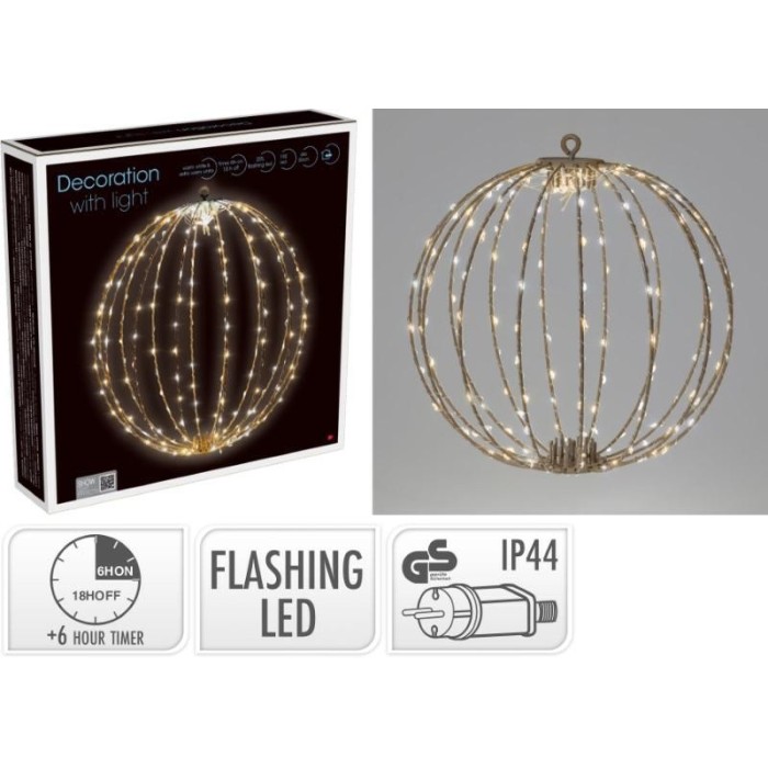 SFERA METALLO ORO 192 LED D.30